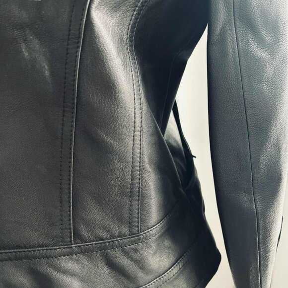 Harley-Davidson Black Leather Moto Jacket with Embroidered Filigree – US L - Picture 8 of 12